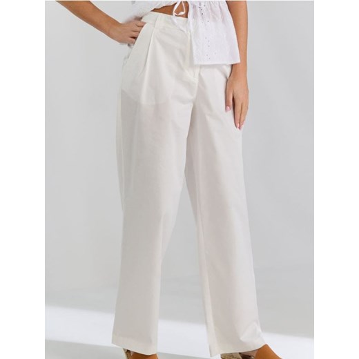 Sinsay - Spodnie wide leg - kremowy ze sklepu Sinsay w kategorii Spodnie damskie - zdjęcie 179340709