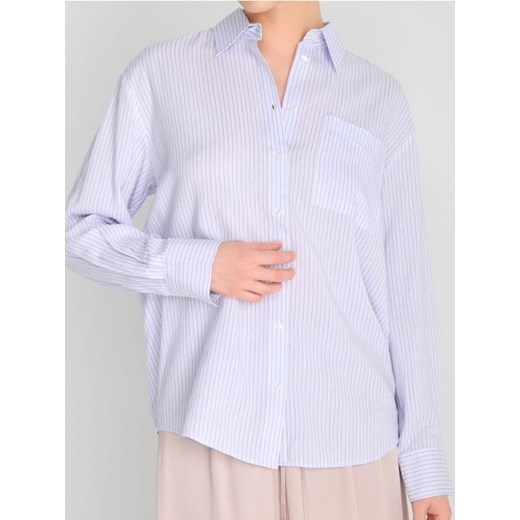 Sinsay - Koszula regular fit z domieszką lnu - niebieski ze sklepu Sinsay w kategorii Koszule damskie - zdjęcie 179340886
