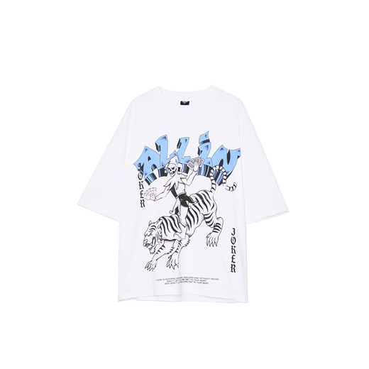 Cropp - Biała koszulka z unikatowym nadrukiem - biały ze sklepu Cropp w kategorii T-shirty męskie - zdjęcie 179342139