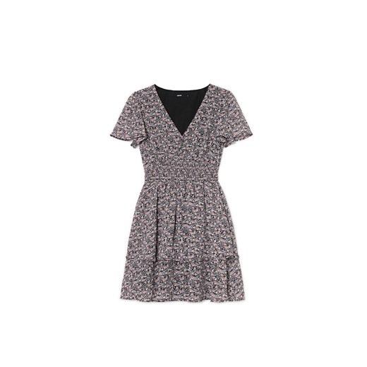 Cropp - Sukienka mini w kwiaty - niebieski ze sklepu Cropp w kategorii Sukienki - zdjęcie 179342219