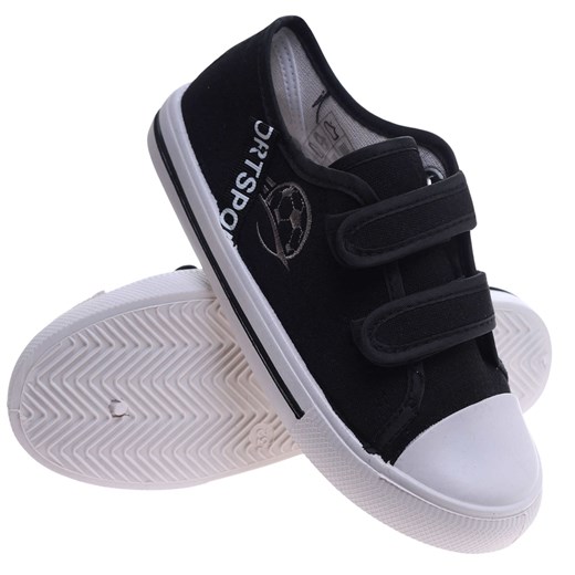 Trampki dziecięce czarne na rzepy z tkaniny 