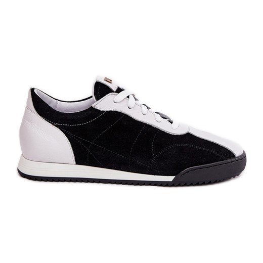 Skórzane Buty Sportowe Damskie Laura Messi 2935 Czarne ze sklepu ButyModne.pl w kategorii Buty sportowe damskie - zdjęcie 179342659