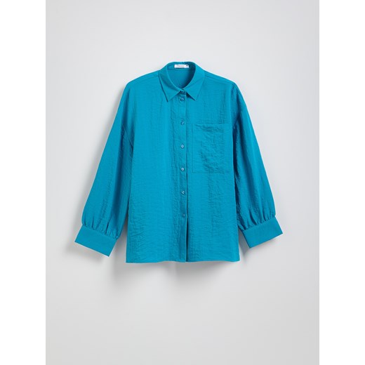 Reserved - Koszula z efektem gniecenia - turkusowy Reserved S Reserved