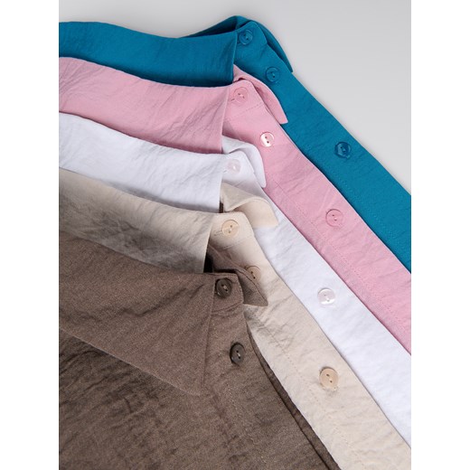 Reserved - Koszula z efektem gniecenia - turkusowy Reserved XL Reserved