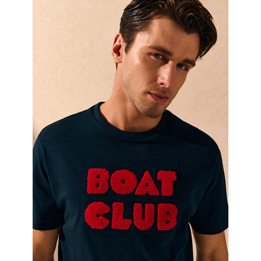 T-shirt męski Sinsay z krótkim rękawem granatowy młodzieżowy 