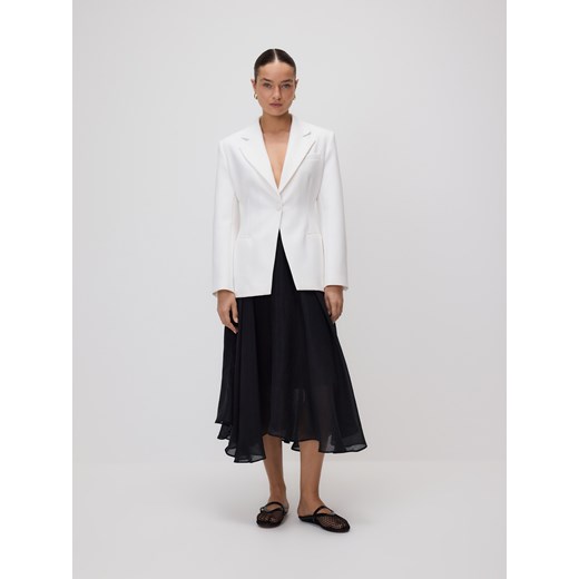 Reserved - Taliowana marynarka z wiskozą - złamana biel ze sklepu Reserved w kategorii Marynarki damskie - zdjęcie 179344166