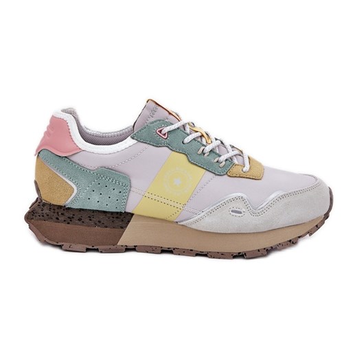 Zamszowe Sneakersy Damskie Big Star RR274244 HI-POLY System Szaro-Żółte szare ze sklepu ButyModne.pl w kategorii Buty sportowe damskie - zdjęcie 179344735