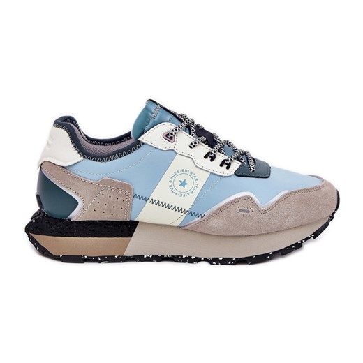 Zamszowe Sneakersy Damskie Big Star RR274245 HI-POLY System Szaro-Niebieskie ze sklepu ButyModne.pl w kategorii Buty sportowe damskie - zdjęcie 179344736