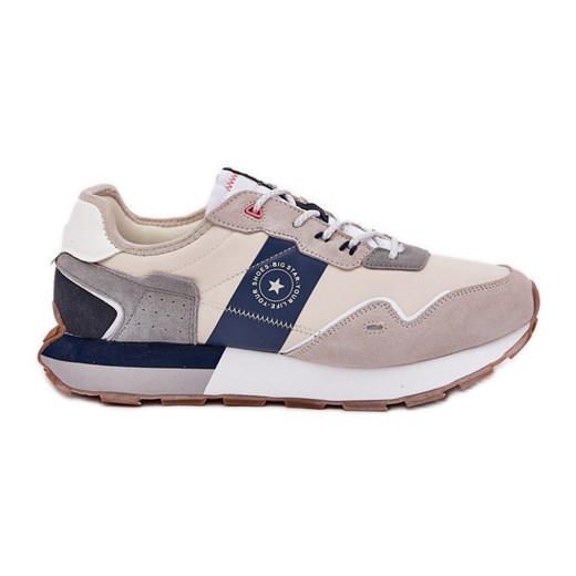 Zamszowe Sneakersy Męskie Na Platformie Big Star RR174471 Hi-Poly System Szare ze sklepu ButyModne.pl w kategorii Buty sportowe męskie - zdjęcie 179344738