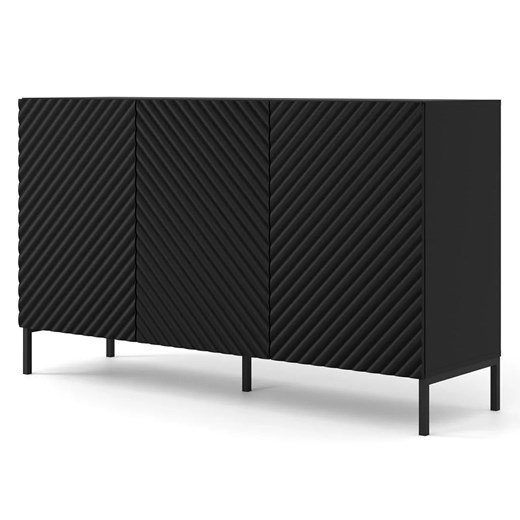 Komoda modern glamour czarny mat + czarne nóżki - Resa 3X ze sklepu Edinos.pl w kategorii Komody - zdjęcie 179345236