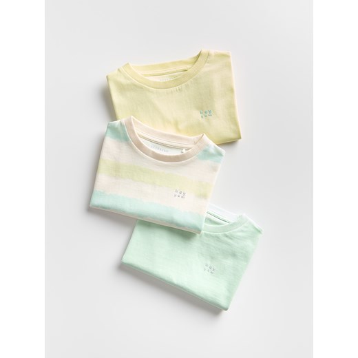 Reserved - Bawełniany t-shirt 3 pack - złamana biel ze sklepu Reserved w kategorii T-shirty chłopięce - zdjęcie 179347307