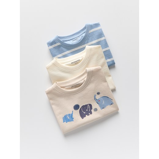 Reserved - Bawełniany t-shirt 3 pack - beżowy ze sklepu Reserved w kategorii T-shirty chłopięce - zdjęcie 179347467