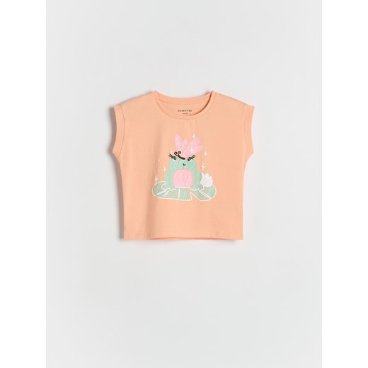 Reserved - T-shirt z nadrukiem - pomarańczowy Reserved 104 (3-4 lata) Reserved