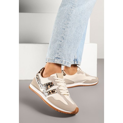 Panterkowe Sneakersy z Geometrycznym Wzorem i Metaliczną Wstawką Zolio ze sklepu renee.pl w kategorii Buty sportowe damskie - zdjęcie 179352456