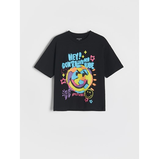 Reserved - T-shirt z nadrukiem SmileyWorld® - czarny ze sklepu Reserved w kategorii T-shirty chłopięce - zdjęcie 179353489