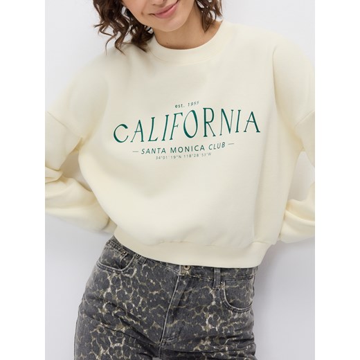 Reserved - Bluza oversize z nadrukiem - kremowy ze sklepu Reserved w kategorii Bluzy damskie - zdjęcie 179353885