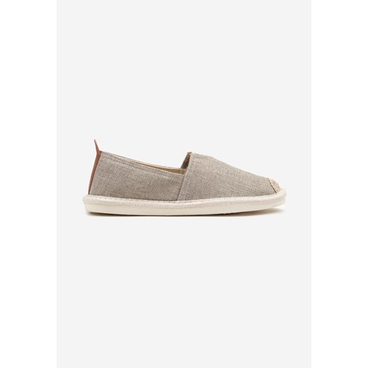 Beżowe Trampki w Stylu Espadryli z Plecionym Zdobieniem i Elastyczną Wstawką Eveloiti ze sklepu born2be.pl w kategorii Espadryle męskie - zdjęcie 179354665