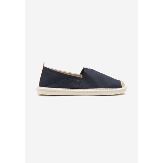 Granatowe Trampki w Stylu Espadryli z Plecionym Zdobieniem i Elastyczną Wstawką Eveloiti ze sklepu born2be.pl w kategorii Espadryle męskie - zdjęcie 179354668