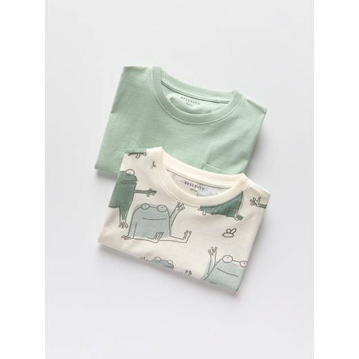Reserved - Bawełniany t-shirt 2 pack - jasnozielony Reserved 5-2 lata) Reserved