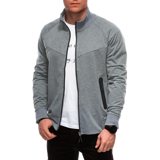 Bluza męska rozpinana B1709 - szary ze sklepu Edoti w kategorii Bluzy męskie - zdjęcie 179359108