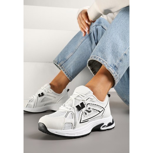 Białe Sneakersy Ozdobione Geometrycznym Motywem Tasoti ze sklepu renee.pl w kategorii Buty sportowe damskie - zdjęcie 179360168
