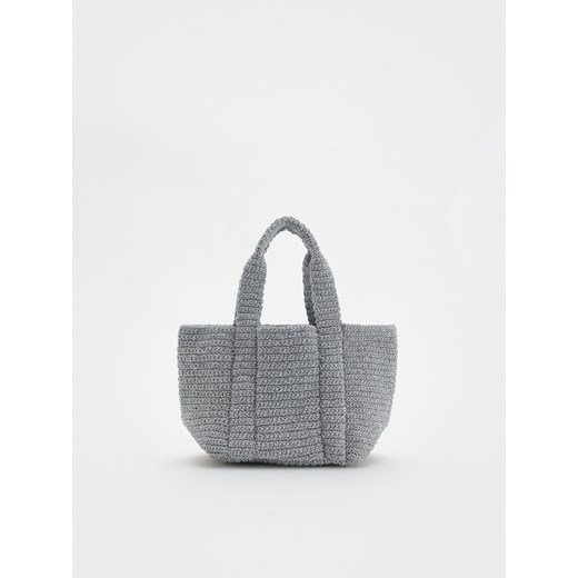Reserved - Szydełkowana torebka shopper - srebrny ze sklepu Reserved w kategorii Torebki damskie - zdjęcie 179360539