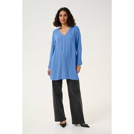 Bluzka damska Kaffe niebieska casualowa w serek 