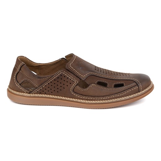 Buty męskie wsuwane przewiewne 203L brązowe ze sklepu butyolivier w kategorii Półbuty męskie - zdjęcie 179364435