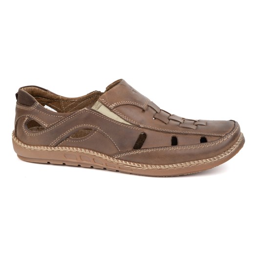 Buty męskie wsuwane przewiewne 204L brązowe ze sklepu butyolivier w kategorii Półbuty męskie - zdjęcie 179364436