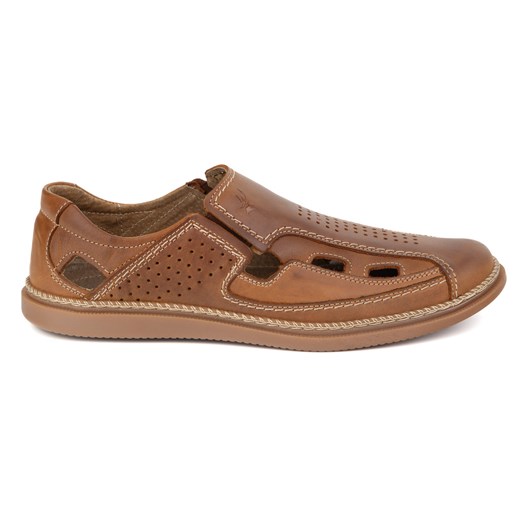 Buty męskie wsuwane przewiewne 203L camel brązowe ze sklepu butyolivier w kategorii Półbuty męskie - zdjęcie 179364438
