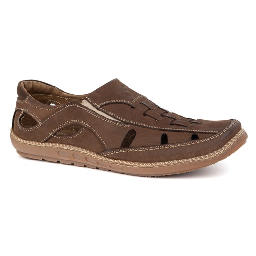 Buty męskie wsuwane przewiewne 204L ciemno brązowe ze sklepu butyolivier w kategorii Półbuty męskie - zdjęcie 179364458