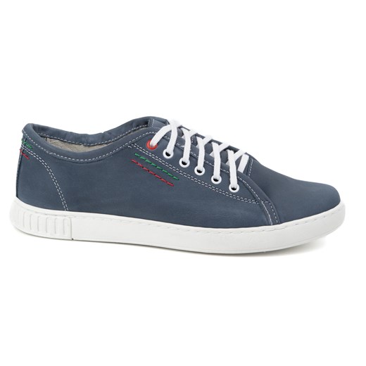 Buty Polbut Skórzane Sneakersy Męskie Model 2129 granatowe ze sklepu butyolivier w kategorii Półbuty męskie - zdjęcie 179364478