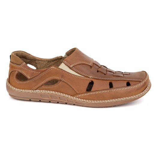 Buty męskie wsuwane przewiewne 204L camel brązowe ze sklepu butyolivier w kategorii Półbuty męskie - zdjęcie 179364495
