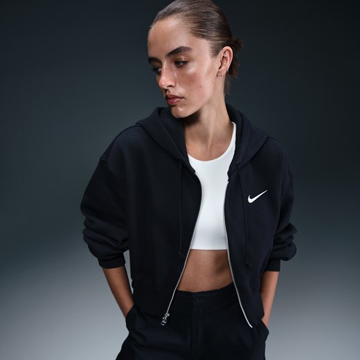 Damska bluza z kapturem o luźnym skróconym kroju z zamkiem na całej długości Nike XS (EU 32-34) Nike poland