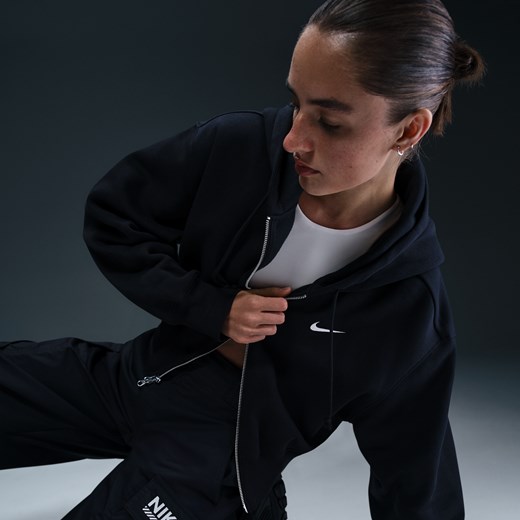 Damska bluza z kapturem o luźnym skróconym kroju z zamkiem na całej długości Nike S (EU 36-38) Nike poland