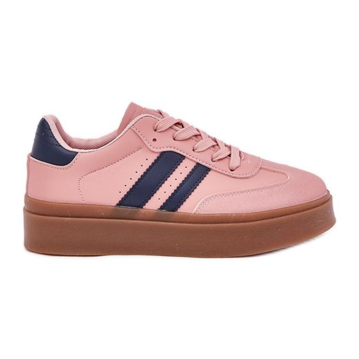Sneakersy Damskie Na Platformie Z Eko Skóry Różowe ze sklepu ButyModne.pl w kategorii Buty sportowe damskie - zdjęcie 179367196