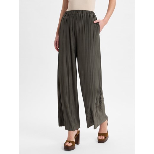 Samsøe Samsøe Szerokie spodnie - Uma Kobiety trzcinowy jednolity ze sklepu vangraaf w kategorii Spodnie damskie - zdjęcie 179370759