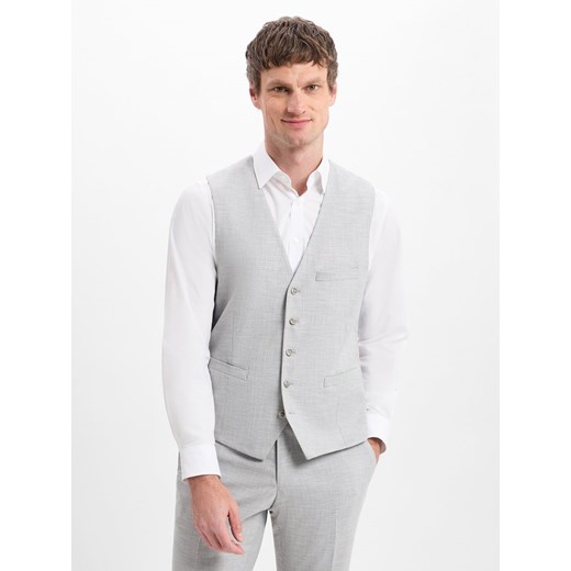 Finshley & Harding Męska kamizelka modułowa - Max Mężczyźni Modern Fit wiskoza jasny szary wzorzysty ze sklepu vangraaf w kategorii Kamizelki męskie - zdjęcie 179370797
