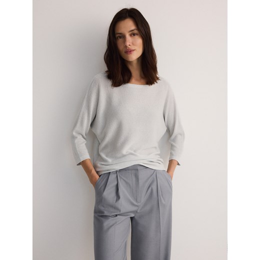 Reserved - Sweter z metalizowaną nitką - srebrny Reserved XL okazyjna cena Reserved