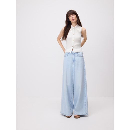 Reserved - Bluzka z wiskozą - kremowy Reserved M Reserved