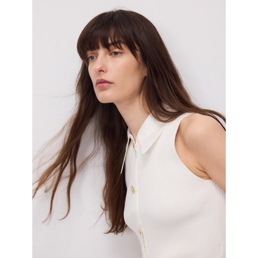 Reserved - Bluzka z wiskozą - kremowy Reserved M Reserved