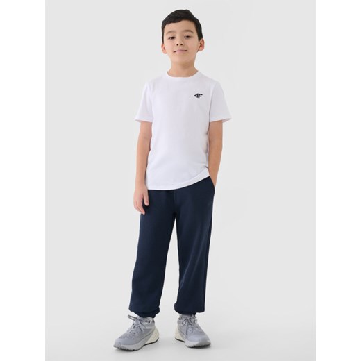 Chłopięcy t-shirt basic 4F 4FJWSS25TTSHM2178 - biały ze sklepu Sportstylestory.com w kategorii T-shirty chłopięce - zdjęcie 179376686