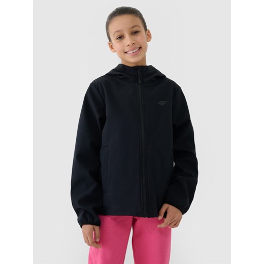 Dziewczęcy softshell 4F 4FJWSS25TSOFF305 - czarny ze sklepu Sportstylestory.com w kategorii Kurtki dziewczęce - zdjęcie 179376725