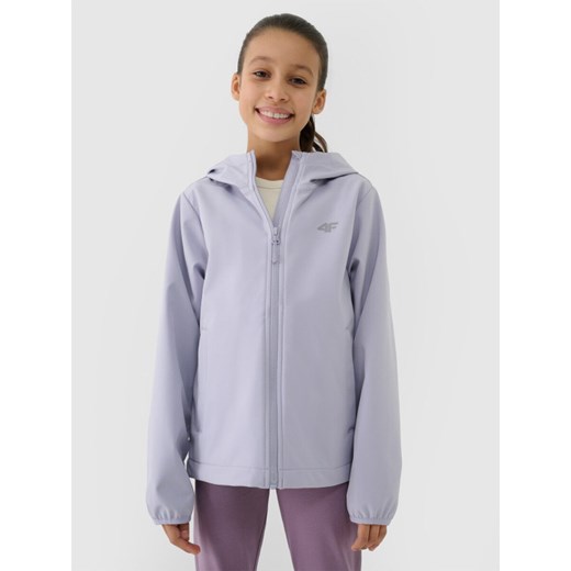Dziewczęcy softshell 4F 4FJWSS25TSOFF305 - szary ze sklepu Sportstylestory.com w kategorii Kurtki dziewczęce - zdjęcie 179376735