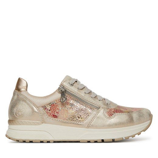 Buty sportowe damskie Rieker sneakersy beżowe na płaskiej podeszwie 