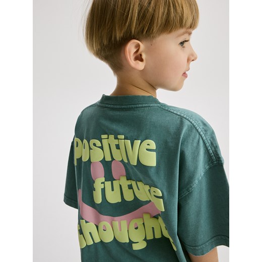 Reserved - Bawełniany t-shirt oversize - morski ze sklepu Reserved w kategorii T-shirty chłopięce - zdjęcie 179377569