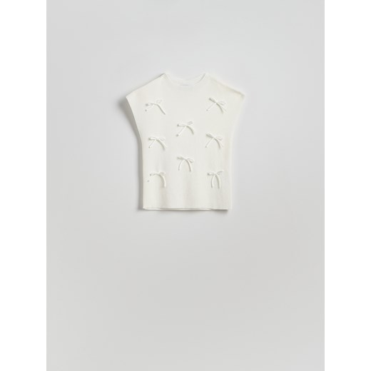 Reserved - Bluzka z kokardami - złamana biel Reserved M Reserved
