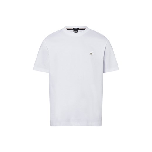 BOSS Koszulka męska - C-Taut 01 Mężczyźni Bawełna biały jednolity ze sklepu vangraaf w kategorii T-shirty męskie - zdjęcie 179380578
