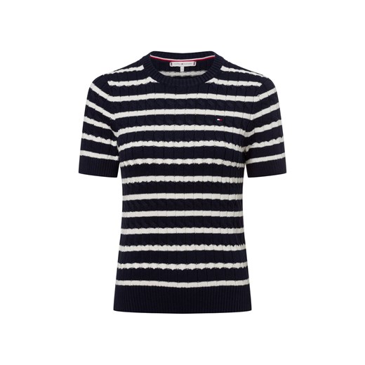 Tommy Hilfiger Damski sweter z krótkim rękawem Kobiety Bawełna granatowy w paski ze sklepu vangraaf w kategorii Swetry damskie - zdjęcie 179380585