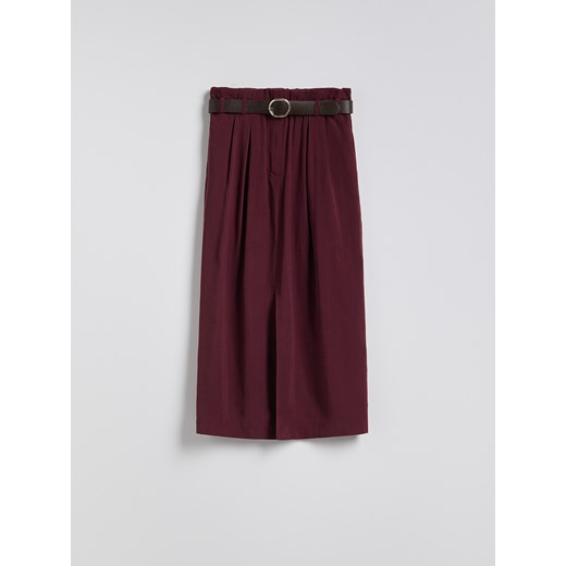 Reserved - Spódnica z paskiem - bordowy Reserved XS Reserved